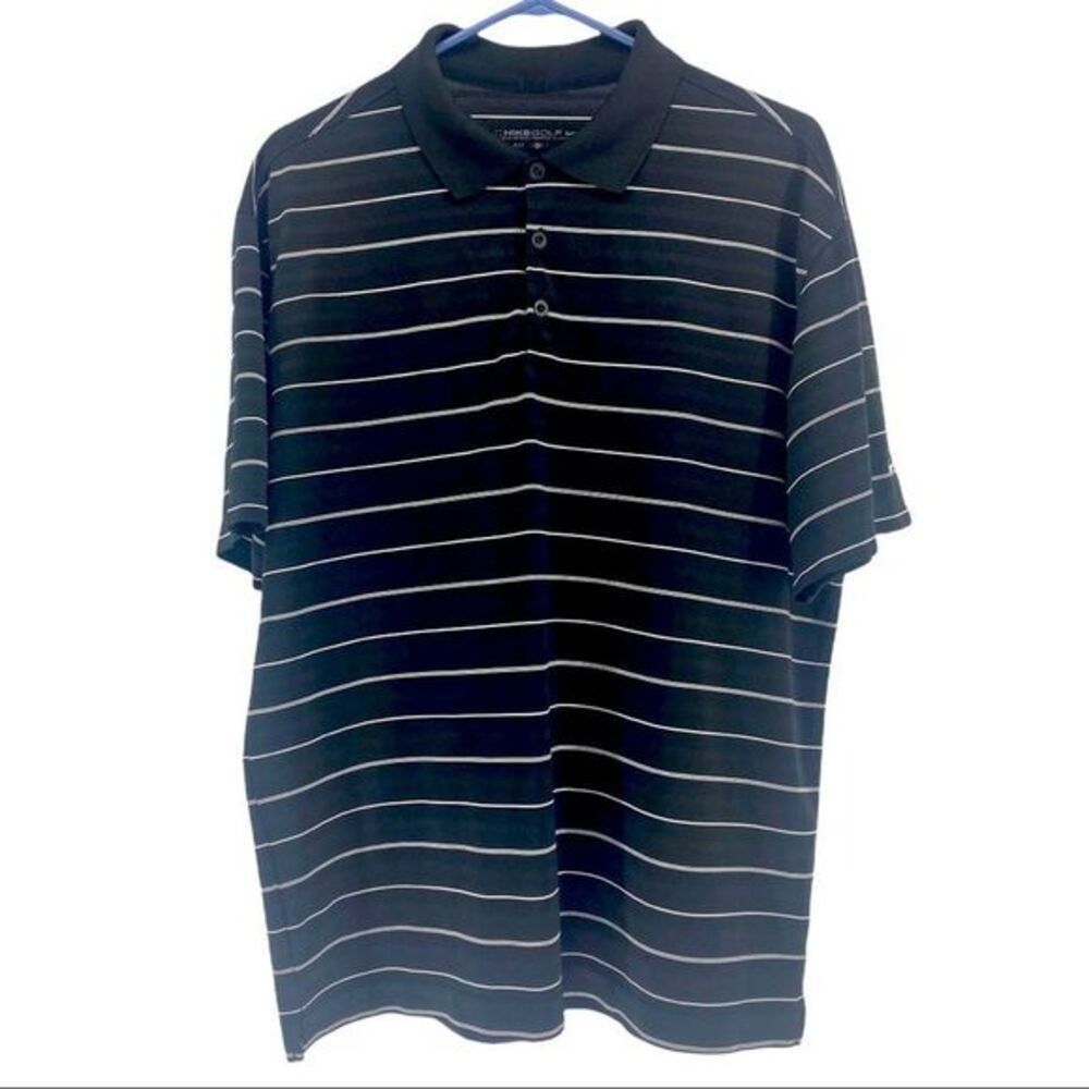Nike Golf Dri-Fit Mens Black Striped Polo Shirt